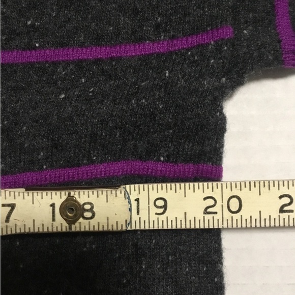 AUTUMN CASHMERE OFF BLACK /PURPLE STRIPED SWEATER SMALL - Picture 5 of 7